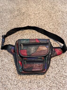 Vintage Tinder Patchwork Faux Leather Waist Bag - Multicolor